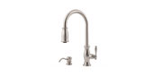 Price Pfister T529-TMS Hanover Single Handle Pull-Down Kitchen Faucet with Soap Dispenser Stainless Steel